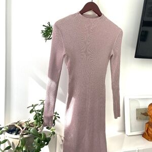 Rib-knit mock turtleneck dress